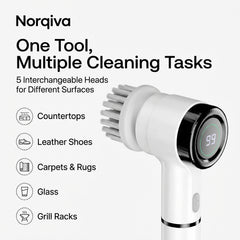 Norqiva Electric Spin Scrubber with 3 Speed Modes and 5 Brush Heads