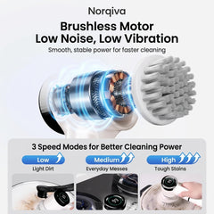 Norqiva Electric Spin Scrubber with 3 Speed Modes and 5 Brush Heads