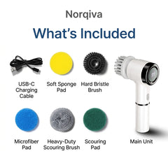 Norqiva Electric Spin Scrubber with 3 Speed Modes and 5 Brush Heads