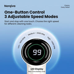 Norqiva Electric Spin Scrubber with 3 Speed Modes and 5 Brush Heads